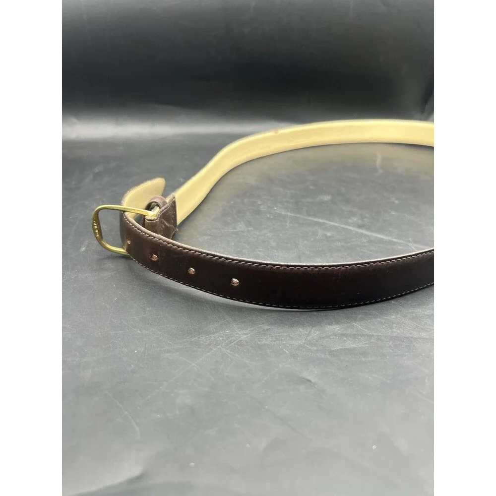 Savile Row Men’s Brown Leather Belt Brass Buckle Full Grain Cowhide 42”